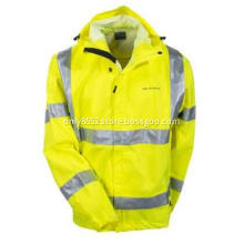 Unisex High Visibility Waterproof Hooded Rain Jacket